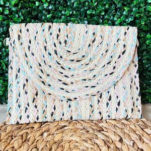 Straw Envelope Clutch Crossbody Boutique Bag New Multicolor Detachable Strap